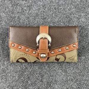 Guess Western Style Studded Monogram Trifold Wallet